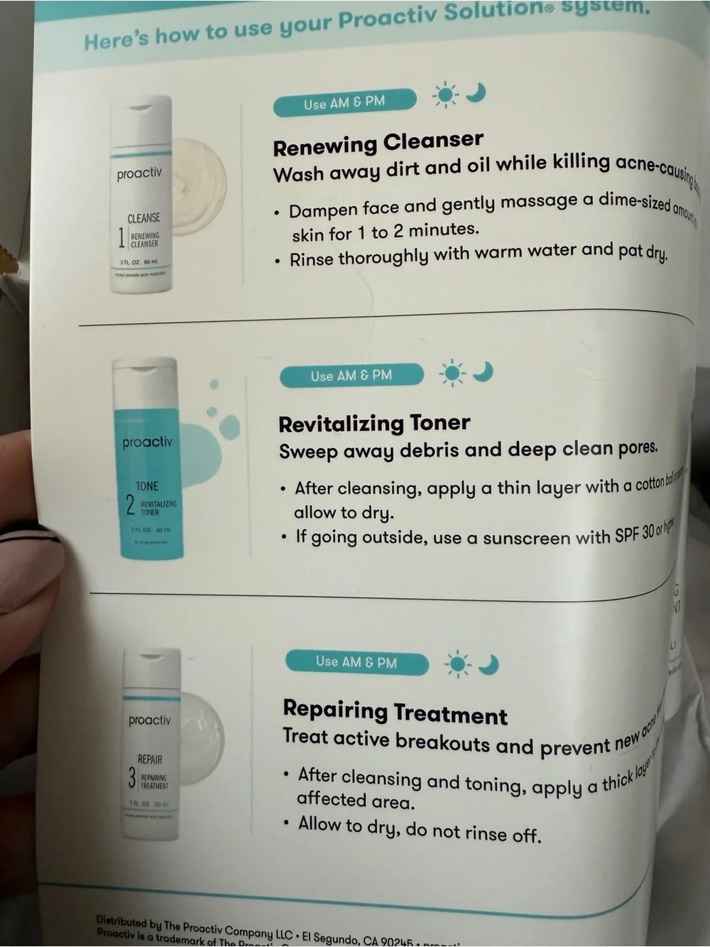 Proactiv 3-Step Skincare Set Cleanser Toner Face Wash Repairing Treatment
